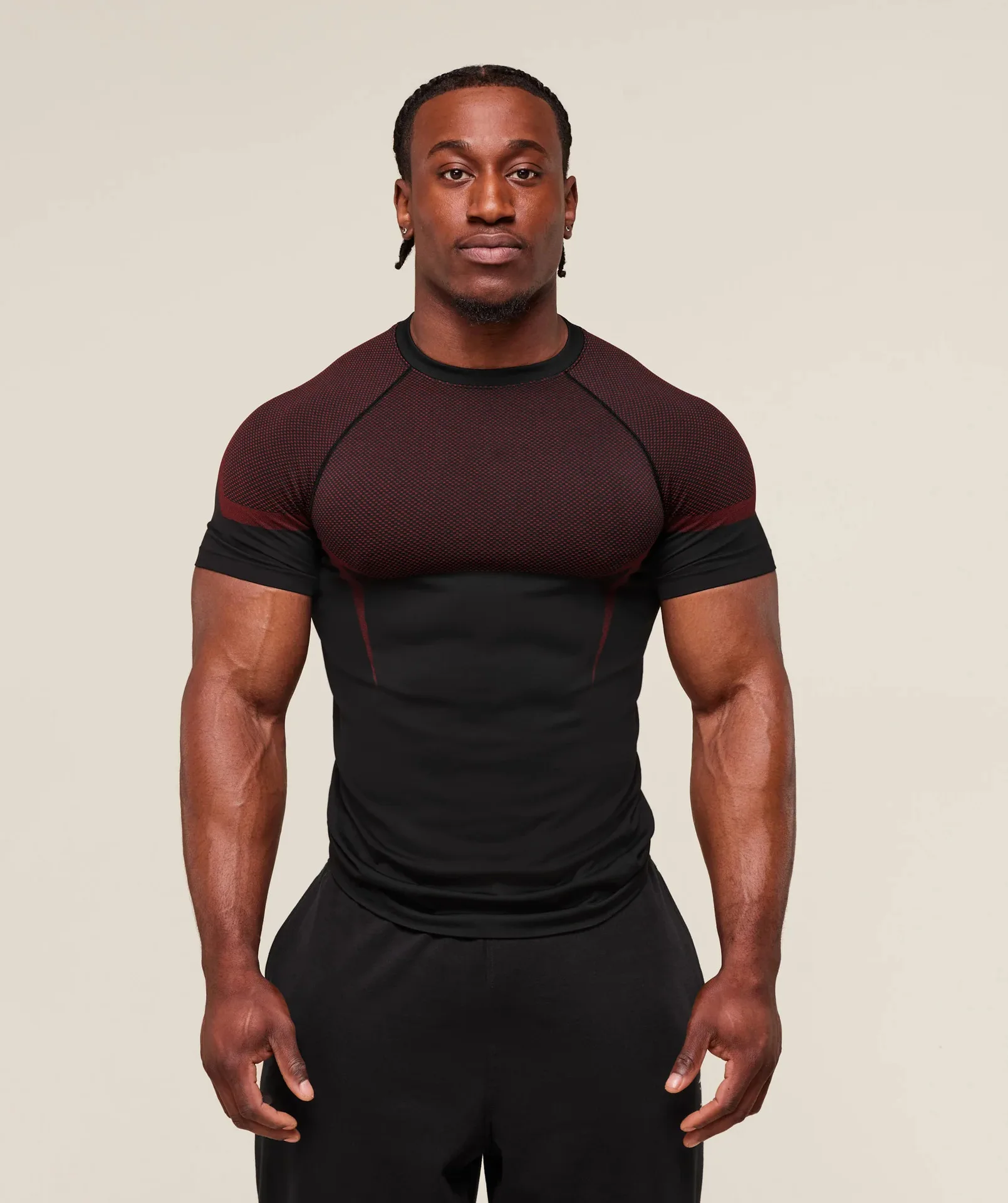 Men's T-shirt Sports Muscle Fitness Quick-Dry Breathable Stretch Crew Neck Short Sleeve Tight-Fitting Branded Top