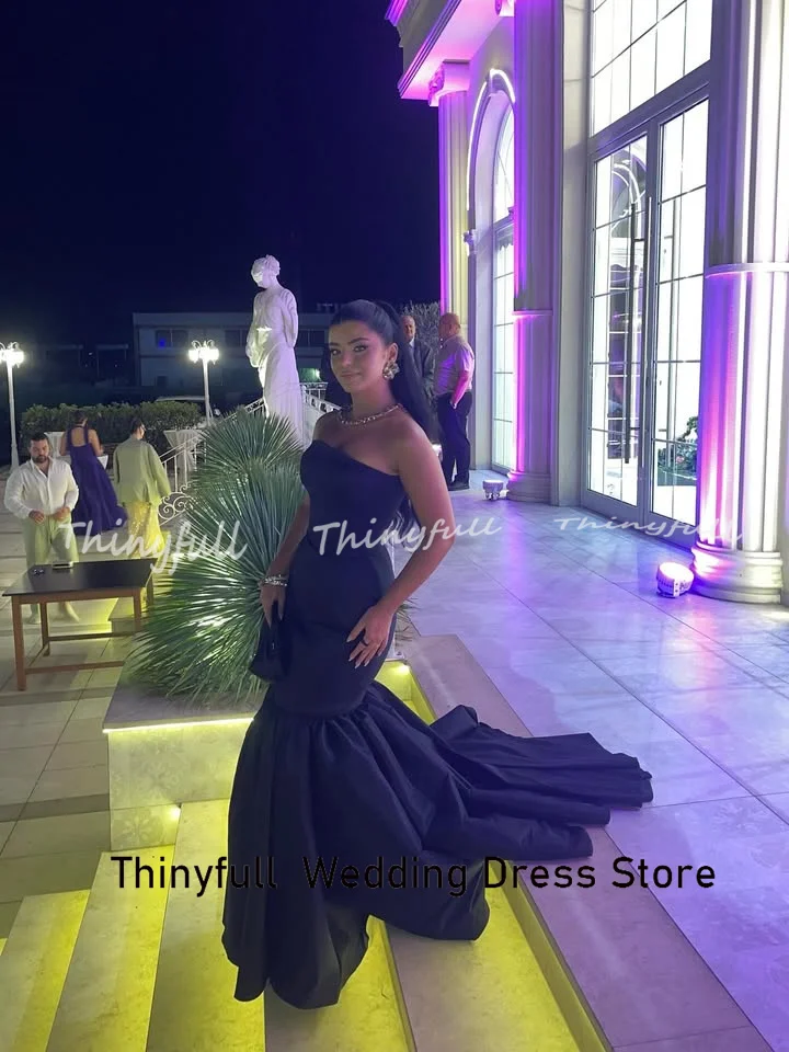 Thinyfull sirena satén árabe vestidos De graduación sin mangas vestido De noche sin tirantes vestido largo para ocasión Formal bata De Soirée personalizado