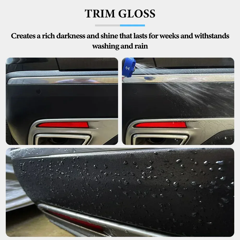 Car Plastic Restorer Rubber Trim Back To Black Plastic Longlasting Renovation Wax Polish Hydrophobic Coating Auto Care Accesorry