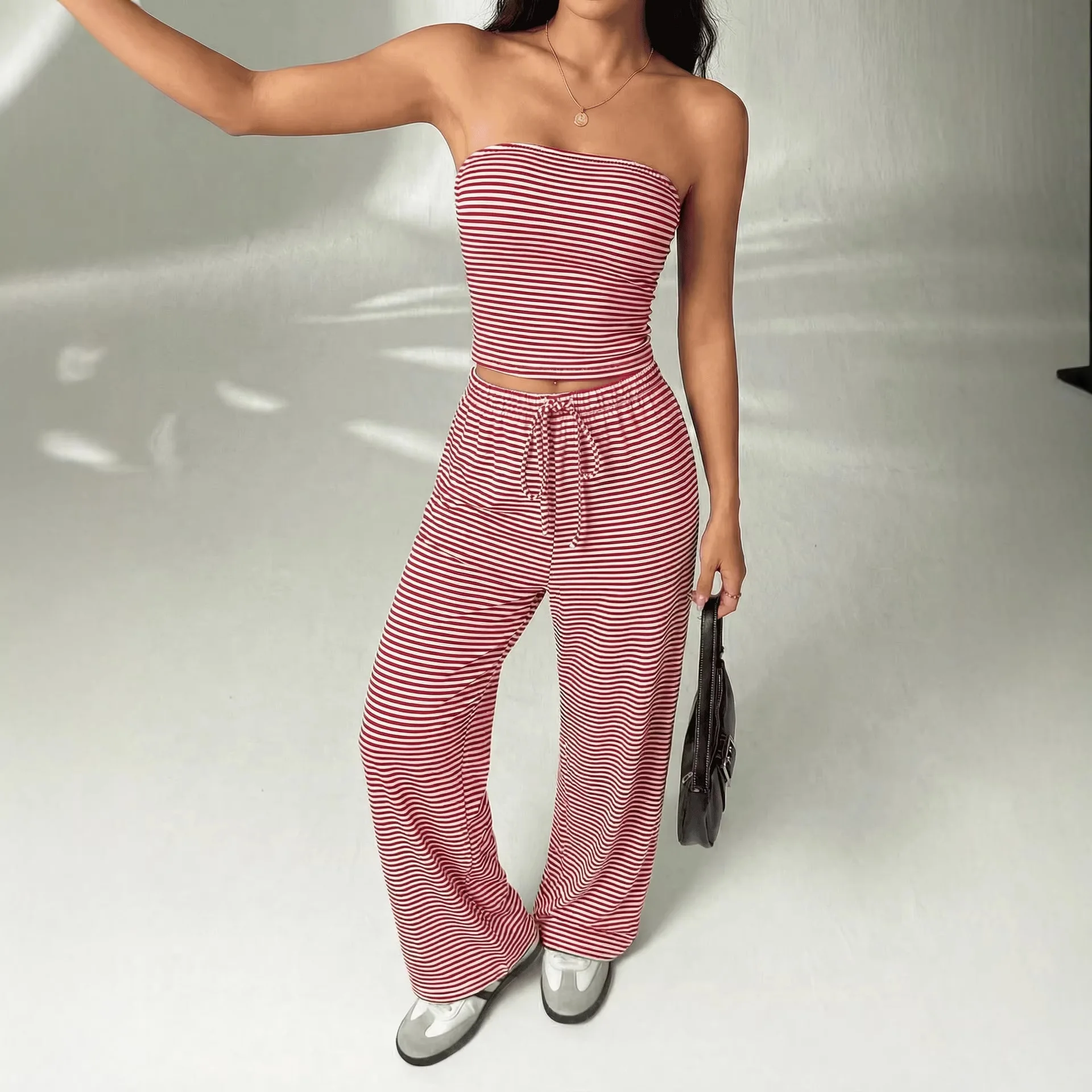 Summer Womens Tracksuit Sleeveless Tank And Drawstring Long Pants Sets Breathable Elastic Waist Sporty Casual Clothing