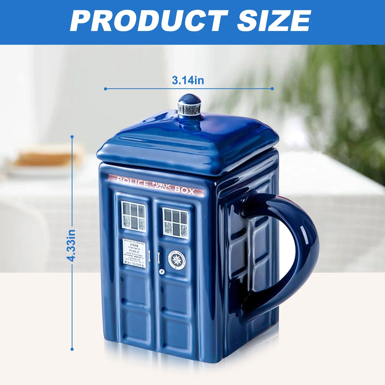 Doctor Who Tardis Mug | Ceramic Coffee Mug With Lid | Coffee Cups With Lids Holds 21-Ounces Of Your Favorite Coffee, Tea Cia Mug