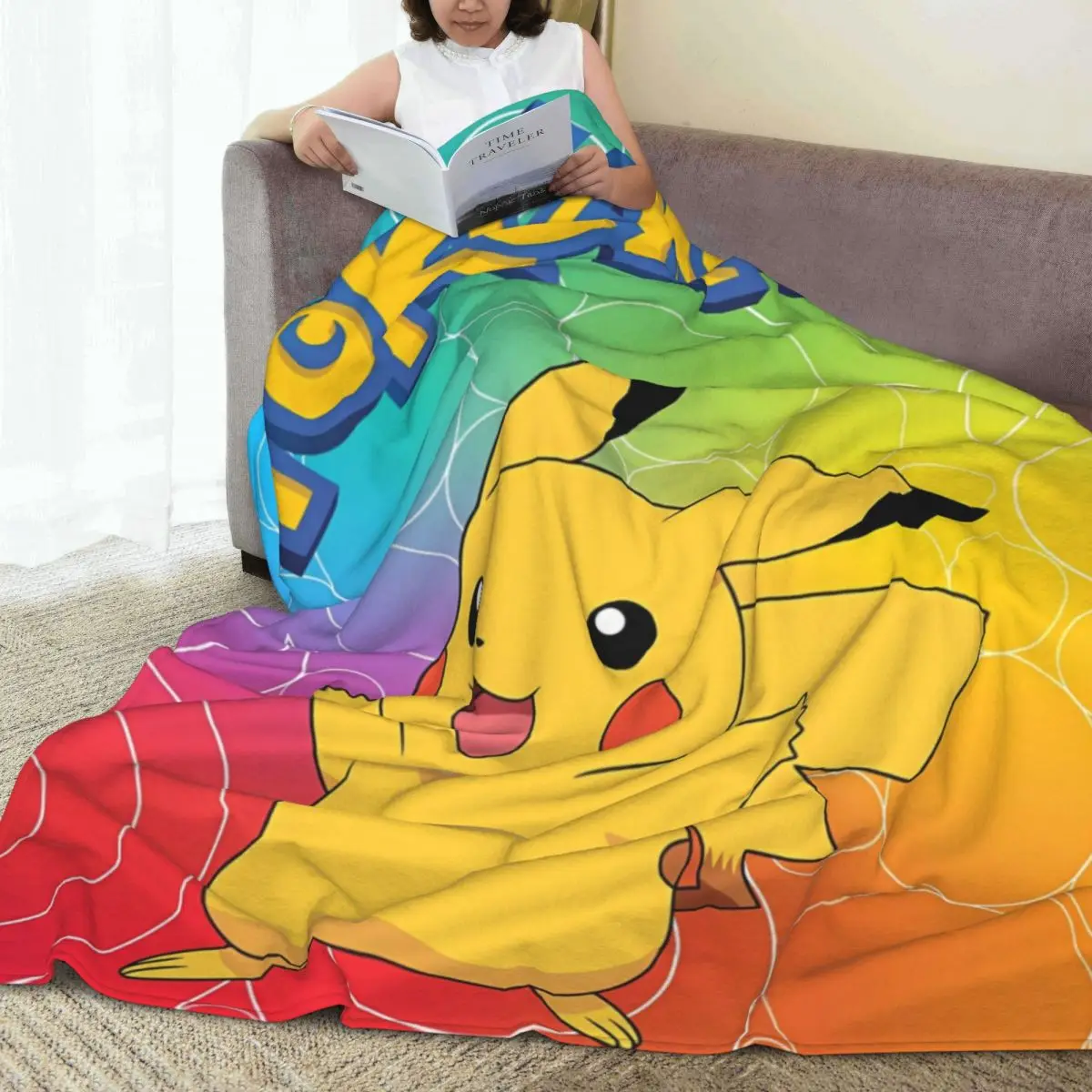 Pikachu Cartoon Blankets Picnic Flannel Throw Blanket For Couch Chair Soft Warm Custom Quality Bedspread Gift Idea