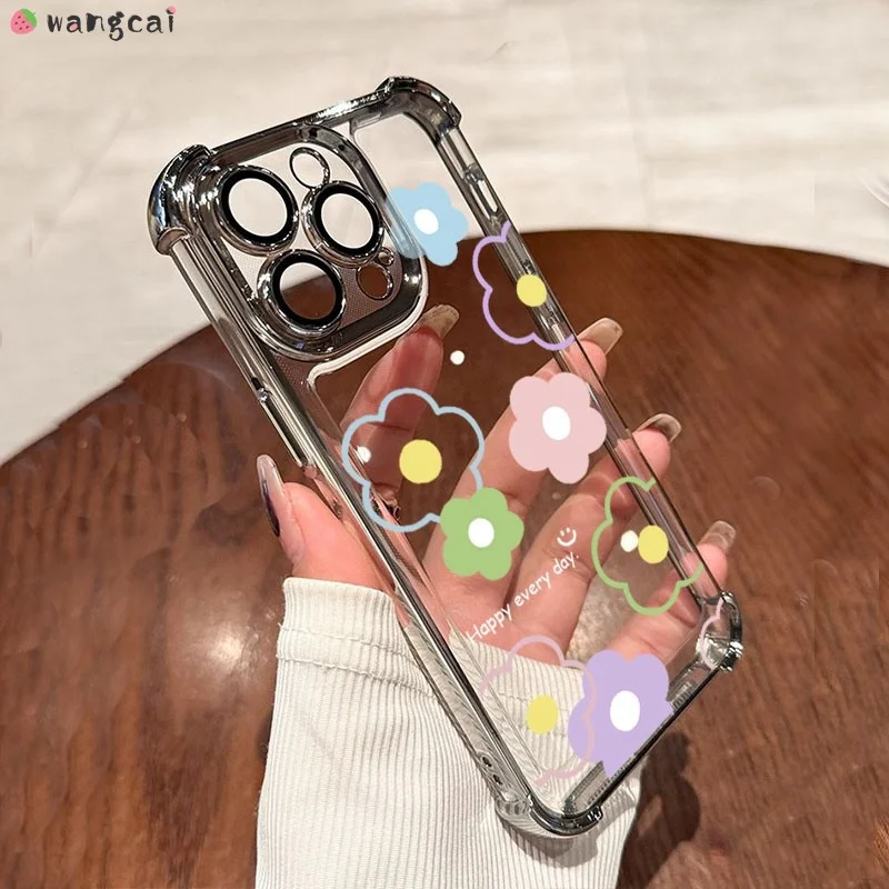 

For Vivo Y38 Y52S Y51 Y36i Y36 Y36T Y35 Y33S Y33T Y32 Y31 Y31S Phone Case Colorful Floral Flowers Plating Shockproof Soft Cases