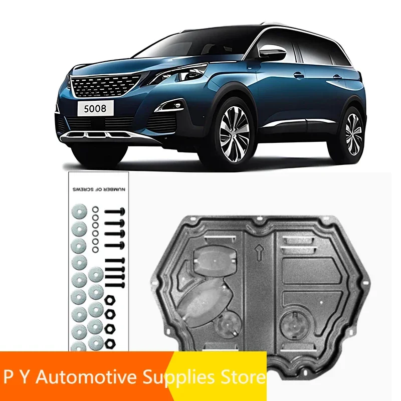 

Black Under Engine Guard Plate Splash Shield Mud Fender Cover For Peugeot 5008 2017-2023 2018 2019 Mudguard Protector