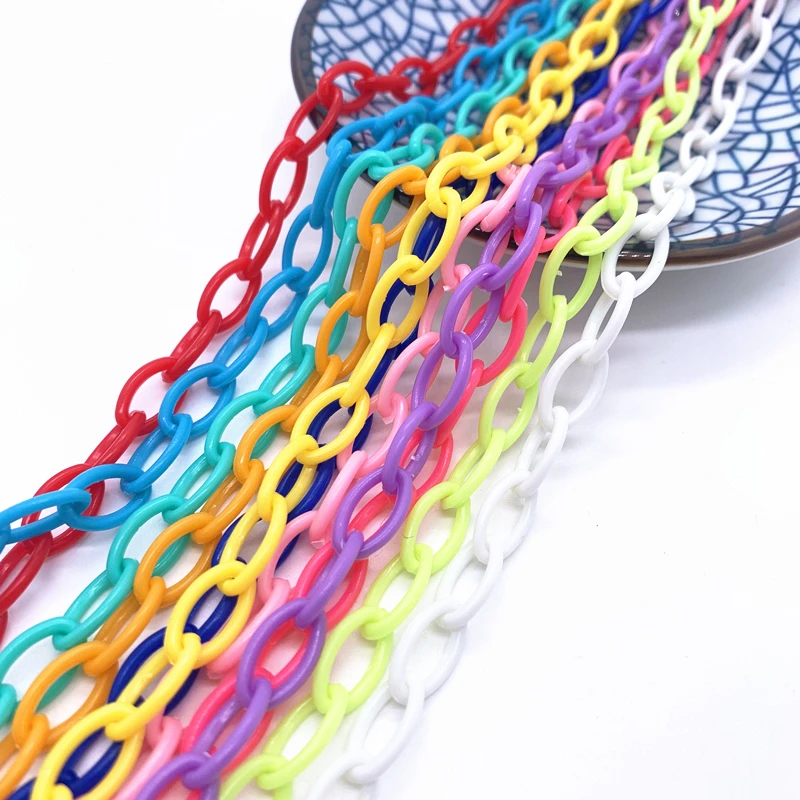 12x7mm Two 50cmAcrylic Link Chain Keychains For Necklace Bracelet Making Colorful Chain Plastic Chain Links Jewelry Making