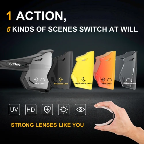 Imagen 2 del producto X-TIGER gafas de sol para ciclismo UV400, gafas protectoras para ciclismo, gafas de sol polarizadas deportivas para hombre, gafas para bicicleta de carreras MTB