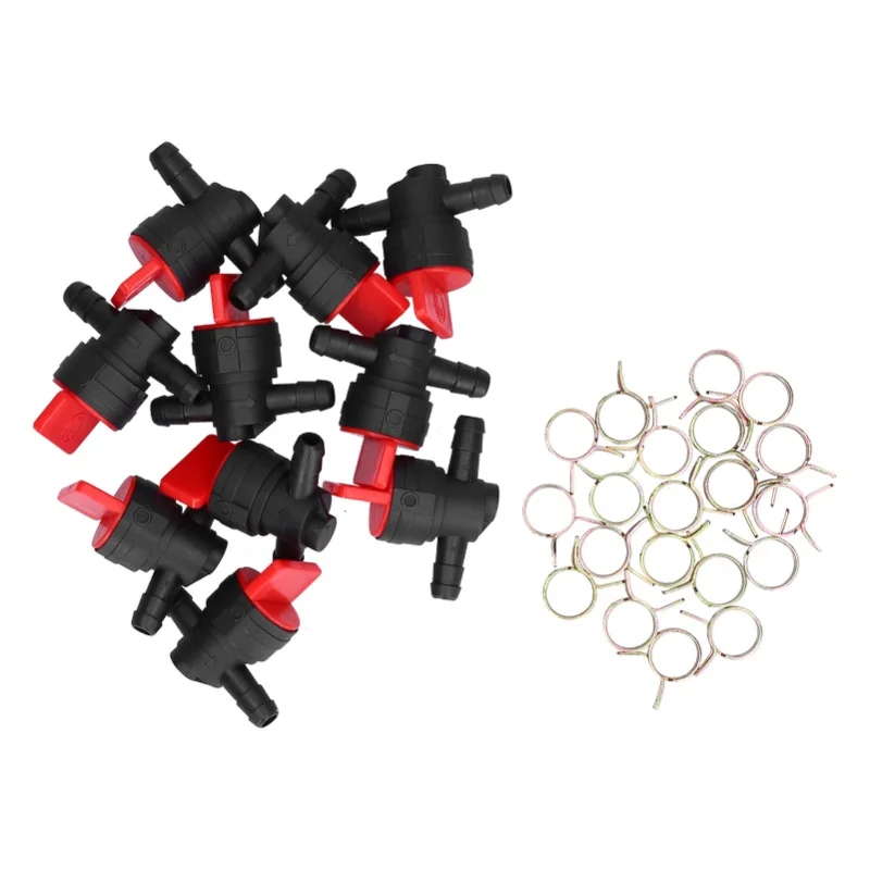 10PCS Black Red 90Degree Fuel Cut Off Valve Clamp Part For 1/4in Fuel Line 494539 698181 697944 35857