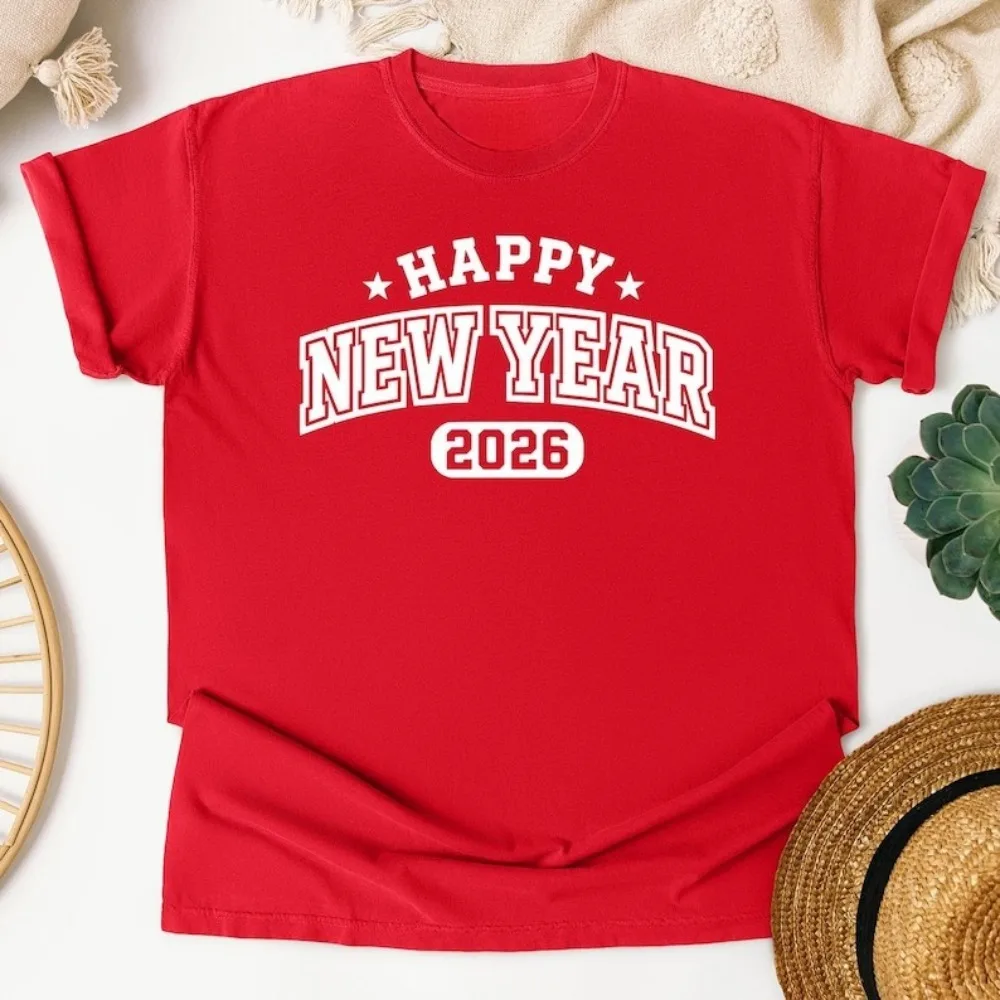 Happy New Year 2026 Party Tshirt Goodbye 2025 Shirt Casual Fashion Loose Harajuku Hip Hop Man T Shirt Hipster Women Clothing