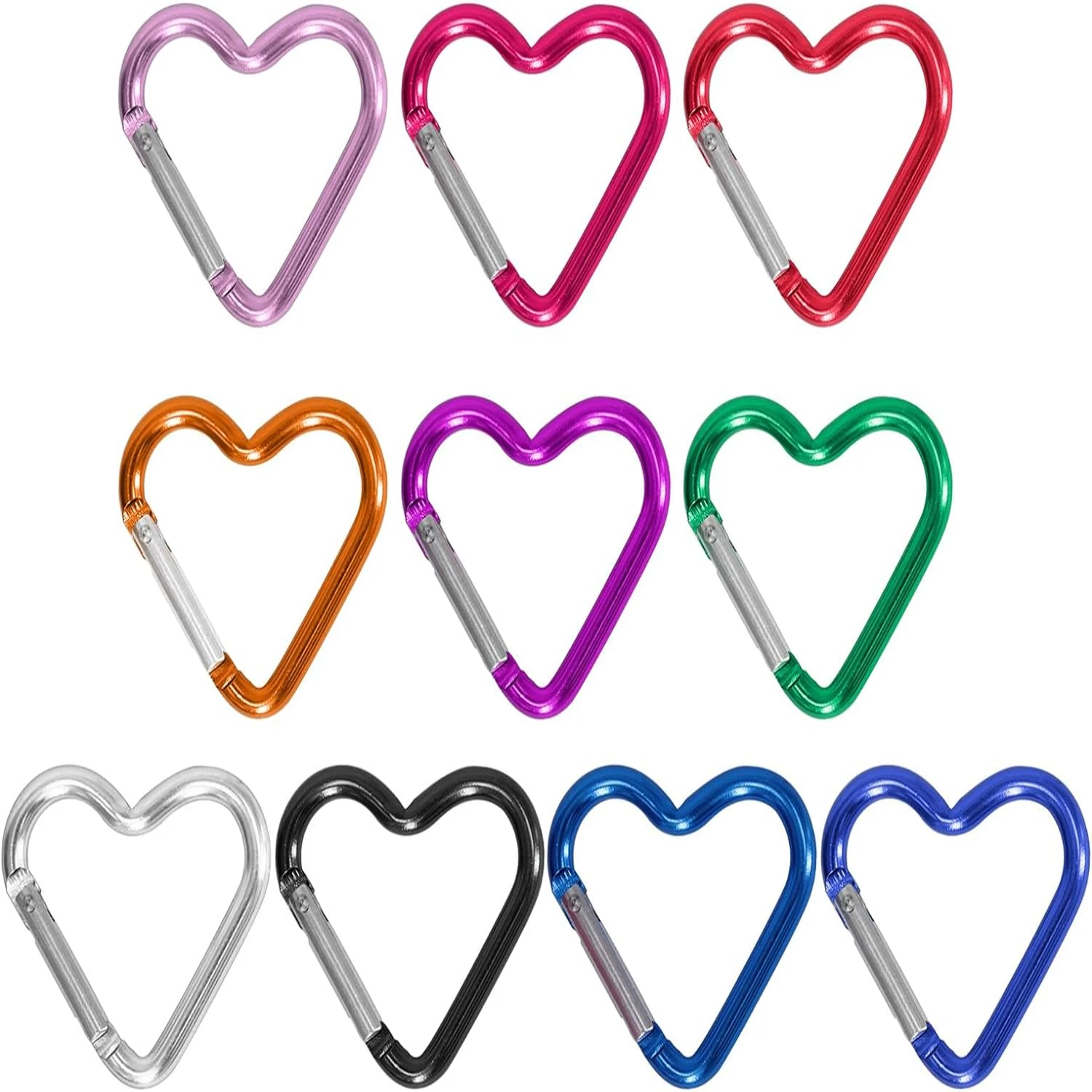 Lightweight, Durable, and Reliable Essential Aluminum Alloy Heart Shaped Carabiner Clip Keychain - Versatile Heavy Duty Rustproo