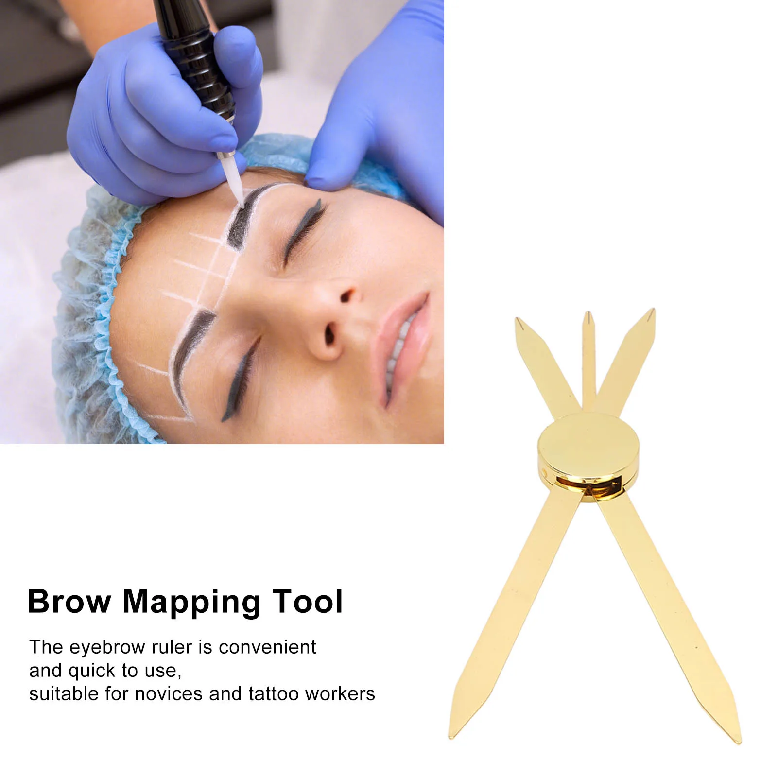 Eyebrow Ruler Adjustable Gold Light Weight Stainless Steel Material  Design Brow Mapping Tool for Home for Beauty Salon