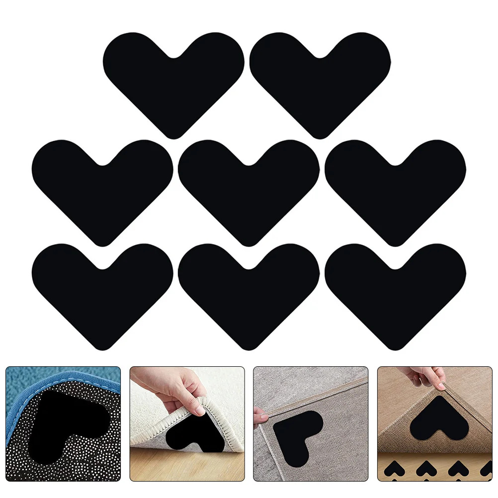 8개 논슬립 러그 패드 하트 모양 카펫 그립퍼 하드우드 타일 라미네이트 바닥에 러그를 고정시켜주는 러그 테이프