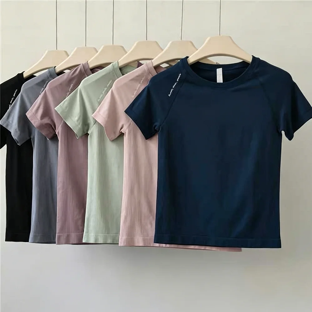 Summer Sports Short-Sleeved Outdoor Quick-Drying Yoga Clothes for Women Running Training Tops Slimming Breathable Elastic T-Shir