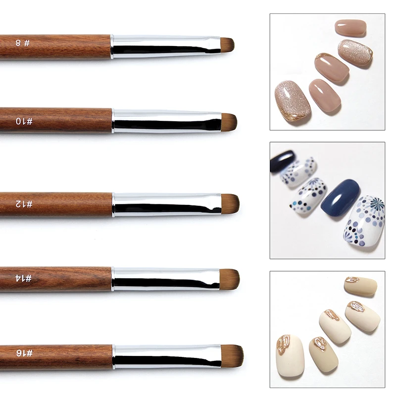 5 個フレンチネイルブラシ白檀ハンドルアクリル描画ラインストーンジェル絵画マニキュアツール 8-16