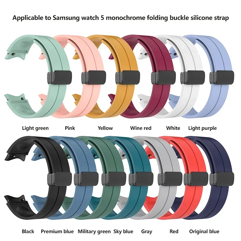 Original Silicone Strap for Samsung Watch 6/5/4 40 44mm 5 Pro 45mm Band Magnetic Buckle Galaxy Watch 4/6Classic 42 43MM 46 47MM