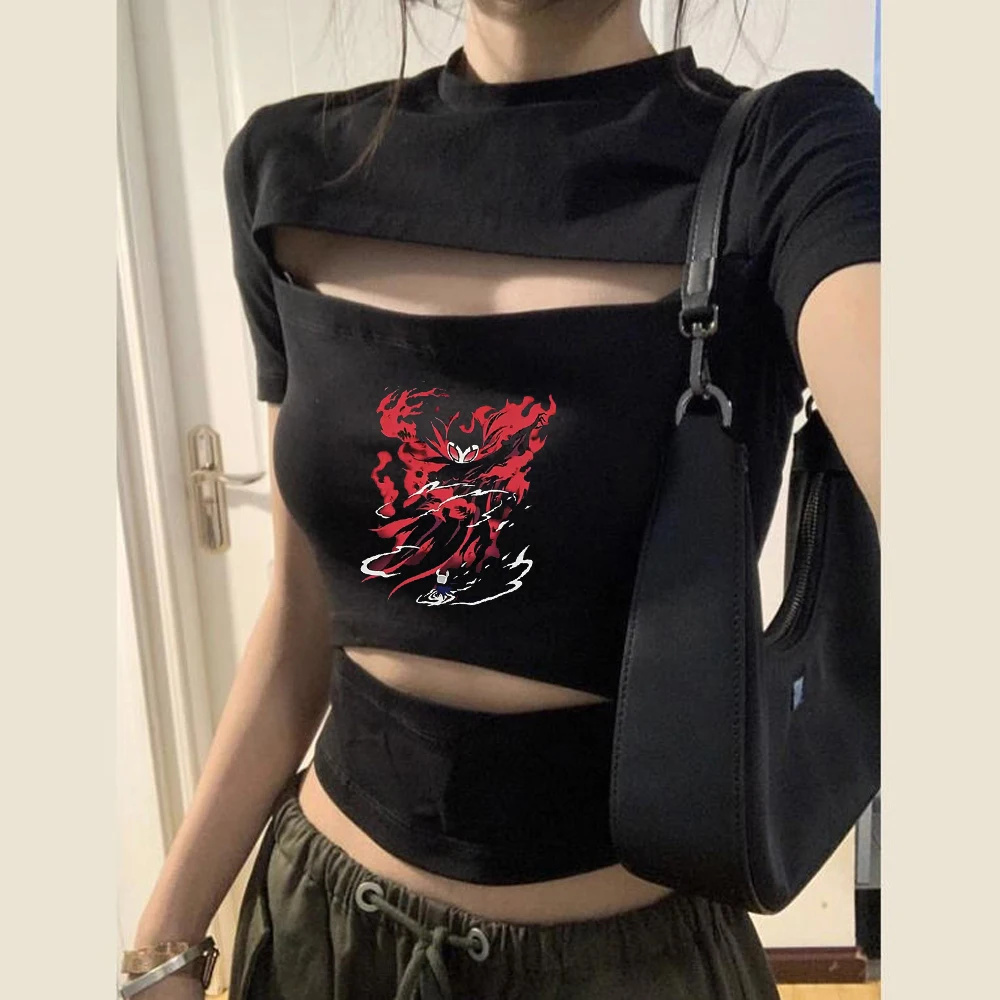 Hollow Knight crop top shoujo party streetwear summer t-shirt manga 2000s summer cutecore baddie