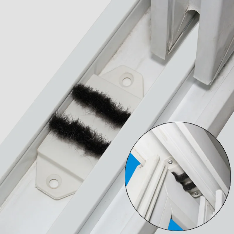 2pcs Sliding door sealing strip up and down track rubber buffer block with brush window Hardware Dust stopper Window slot sealer