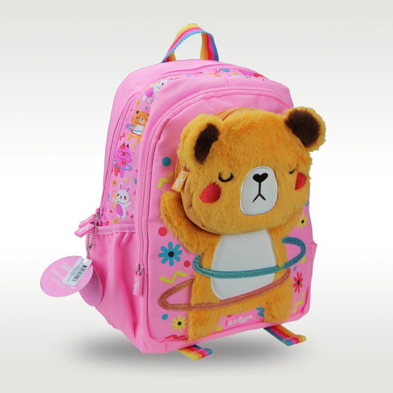 Smighidden-Sac d'école original pour enfants, fournitures scolaires de modélisation de dessin animé, ours rose SR, 14 pouces, Australie, vente à chaud