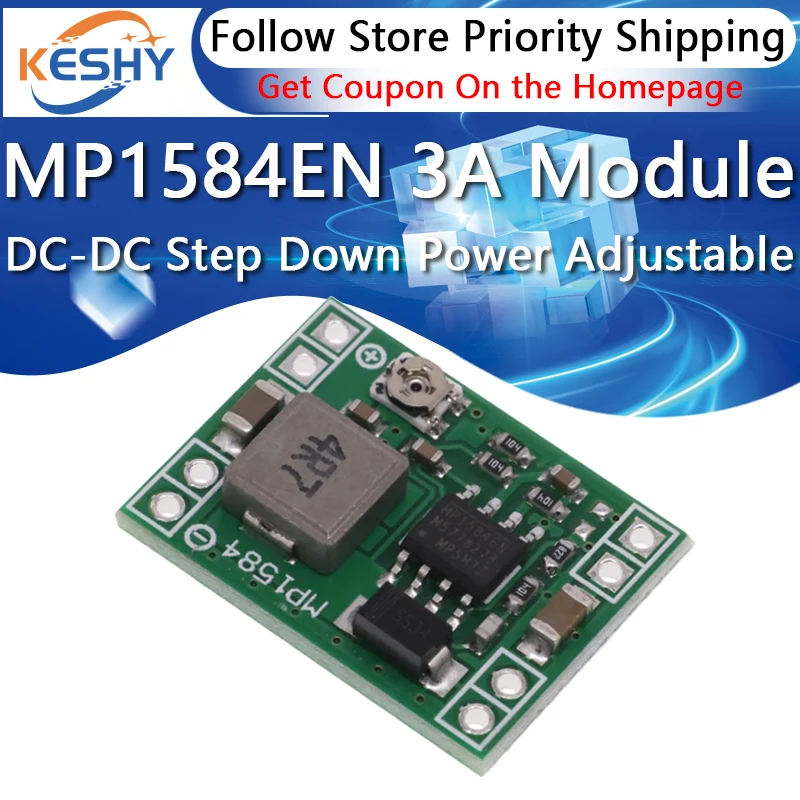 MP1584EN 3A Ultra-Small Size DC-DC Step Down Supply Module Adjustable Power Step-down Output 24V 12V 9V 5V MP1584