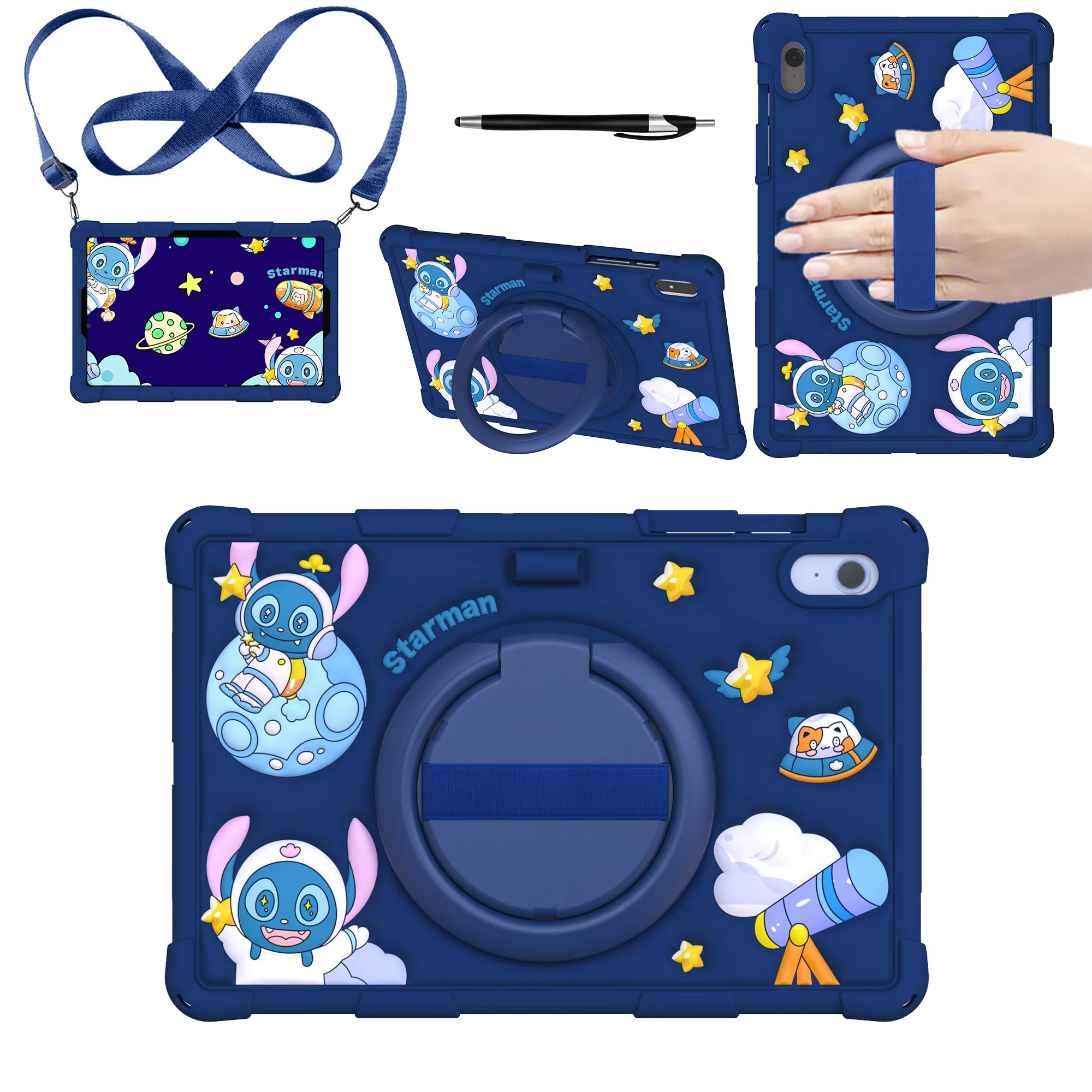 

Kids Case for Samsung Galaxy Tab S7 S8 S9 S9FE S10FE 11 inch SM-X520 X510 X710 X700 T870 11" Silicone Cartoon with Strap & Pen