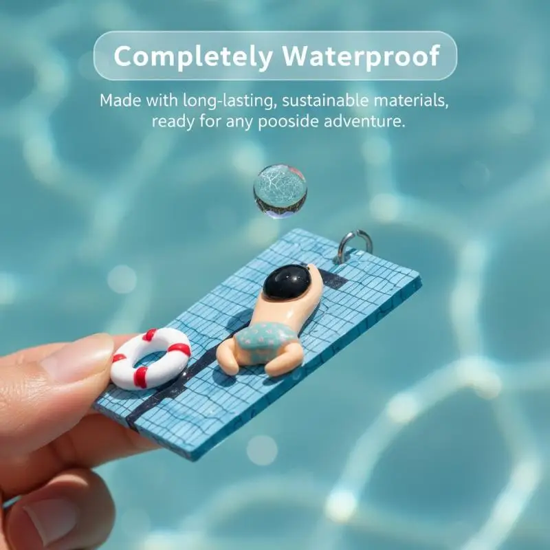 Swimming Keychain Pool Keychain Car Key Ring Pendant Car Key Chain Blue Yellow Hanging Ornament Teenage