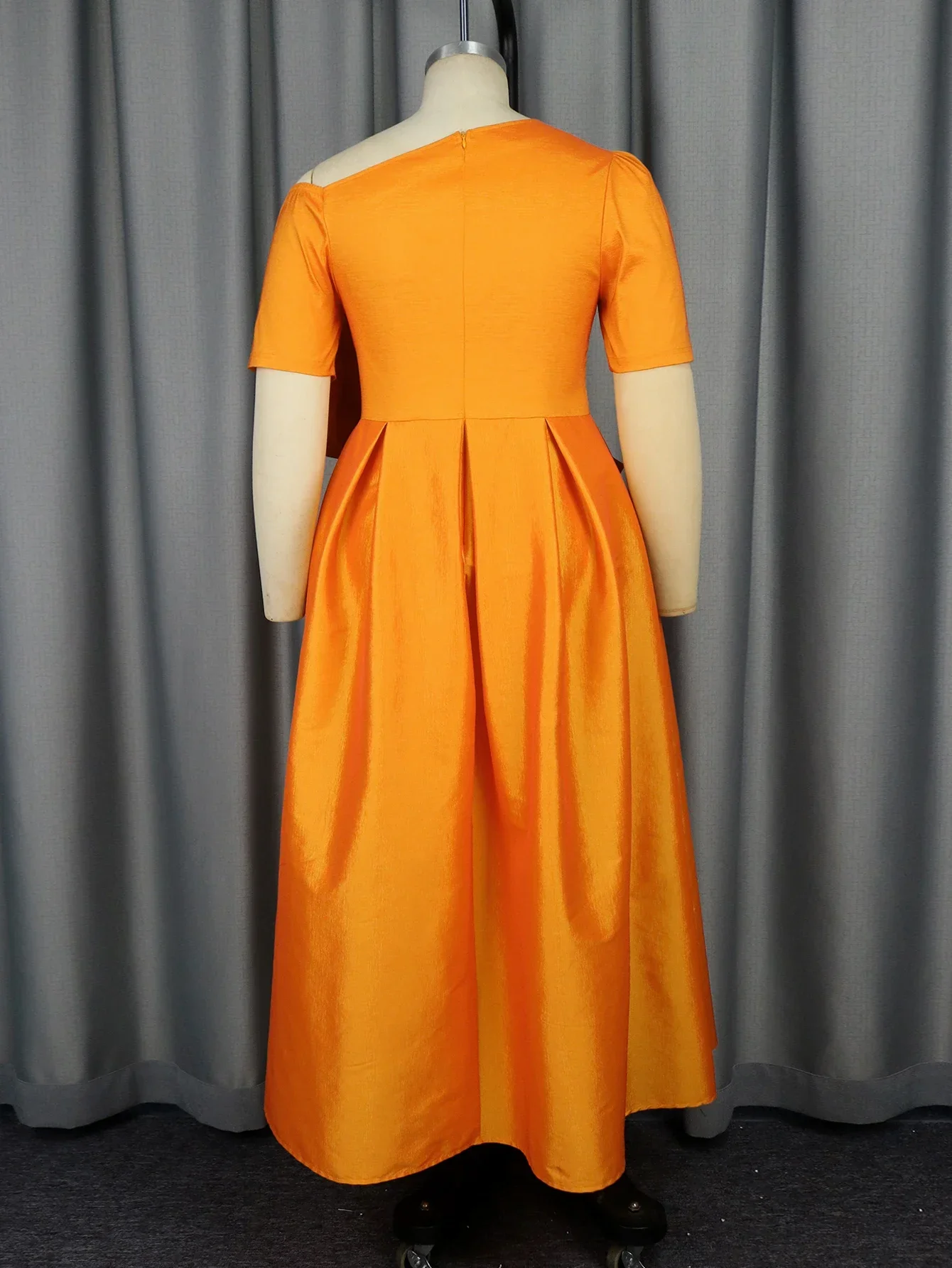 Élégante robe de princesse dégradée orange brillante, manches courtes initiées au froid, grand nœud plissé, ligne A, quelle que soit la soirée, le Rh, l'anniversaire