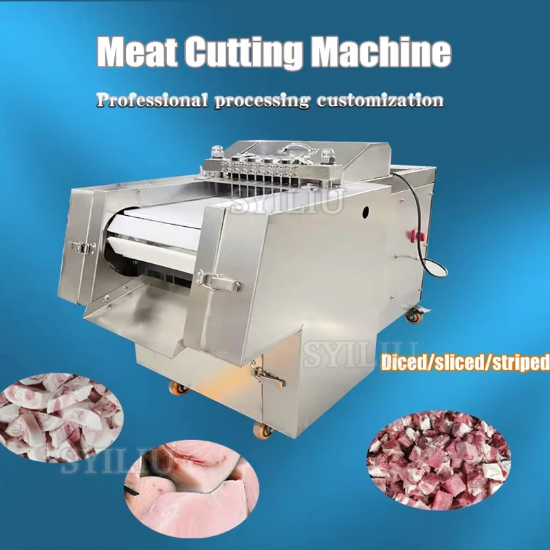 Stainless Steel Commercial Meat Cube Cutting Machine - Electric Automatic Dicer for Fresh Frozen Meat Butcher Shop Restaurant