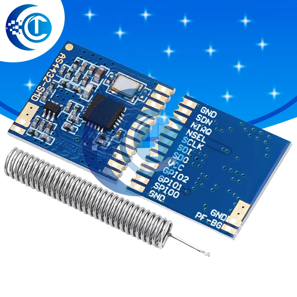 

AS4432-SMD Si4432 433MHz беспроводной модуль SI4432 малый объем SMD 100mw 1,5 km