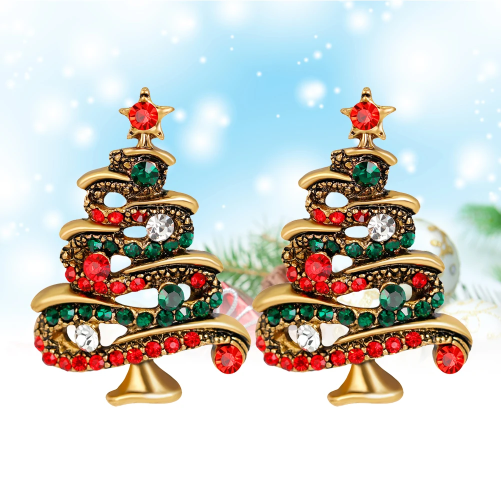 

2pcs Christmas Brooch Alloy Decorative Breastpin Golden Elegant Party Costume Jewelry For Women Christmas Breastpin Kids