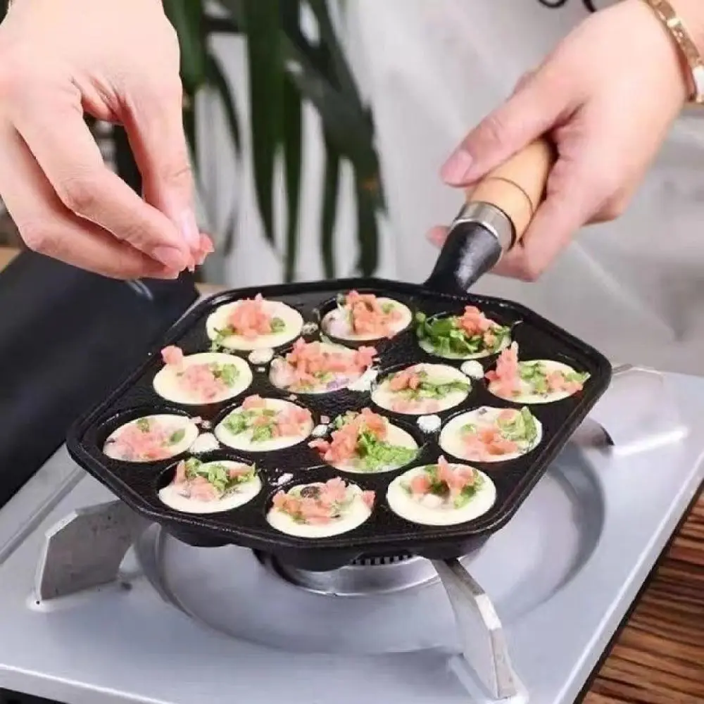 Cast Iron Takoyaki Maker Pan Round Kitchen Mold For Japanese Style Snacks Safe Home Cooking Utensil Induction Compatible Gear