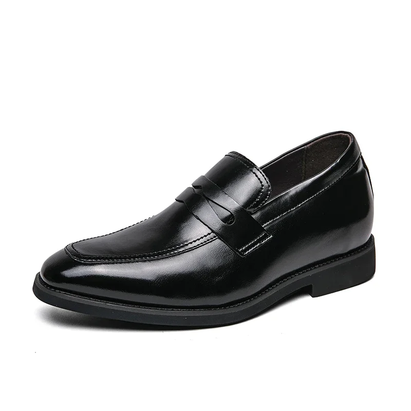 Black Men Loafers Shoes Wedding Business Men Dress Shoes Pu Leather Slip-On Solid Round Toe Handmade Men Shoes Size 38-44