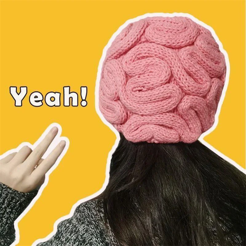 Funny Creative Brain Brimless Beanie Fashionable Hip-hop Cap For Women Men Personality Elastic Warm Brimless Urinal Cap Gifts