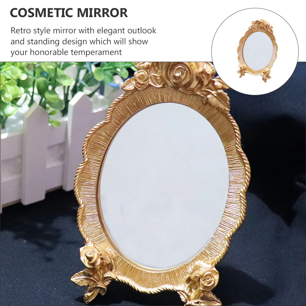 

Retro Standing Makeup Mirror Premium Desktop Mirror Clear Hd Surface Stable Base Elegant Vintage Style for Women Home