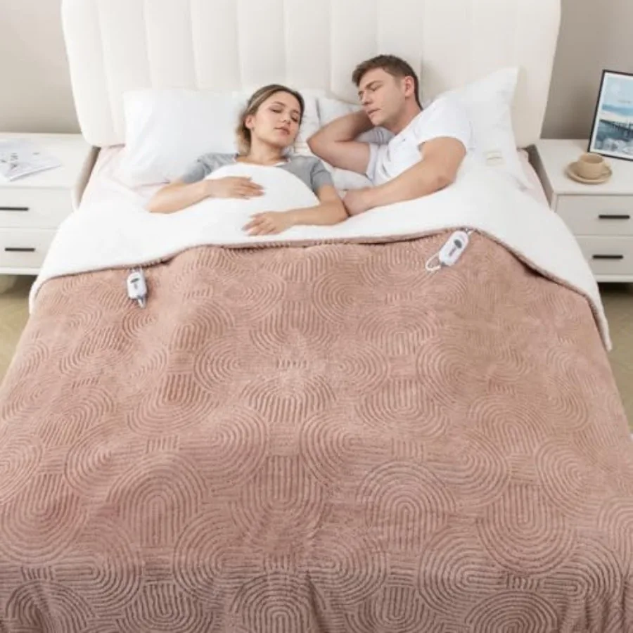 

Электроодеяло Queen Size - 213x229 см, уютное мягкое жаккардовое одеяло с подогревом, 4 уровнями нагрева и функцией автоматического отключения через 10 часов, из жаккардового флиса