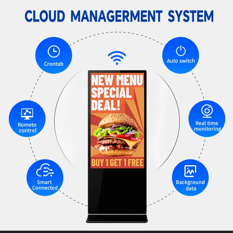 HD LCD Digital Signage Player For 43/55/65 Inch Outdoor Indoor Elevator Advertising TV Displays Touch Screen Floor Standing