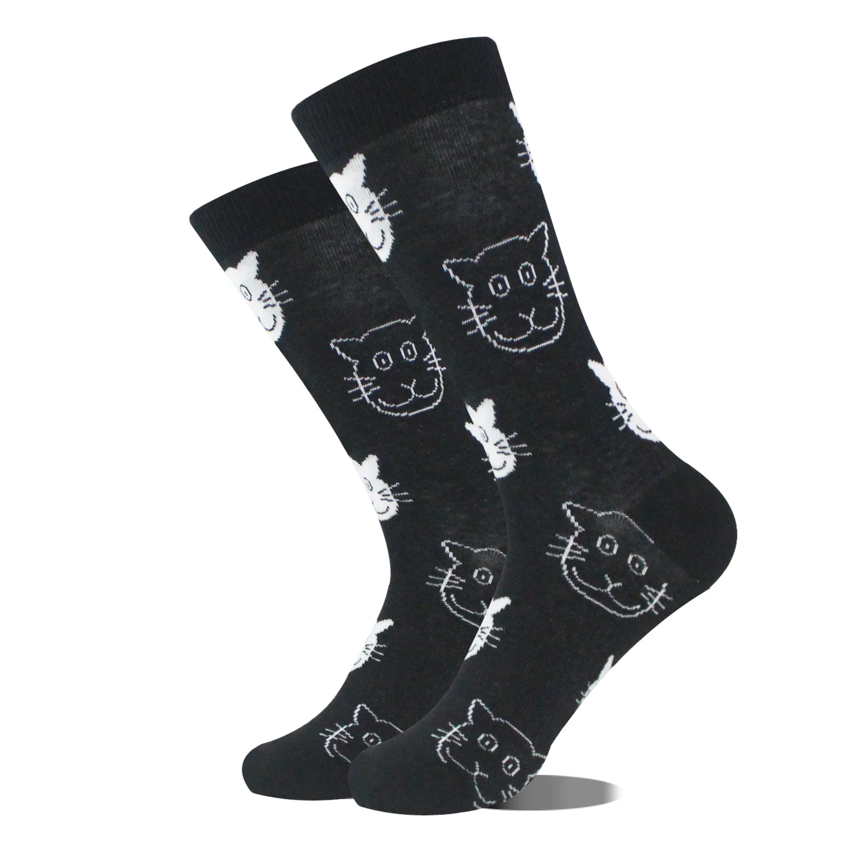 Chaussettes en coton à motifs d'animaux de dessin animé pour femmes, respirantes, douces, décontractées, drôles, impression de chat mignon Kawaii, automne