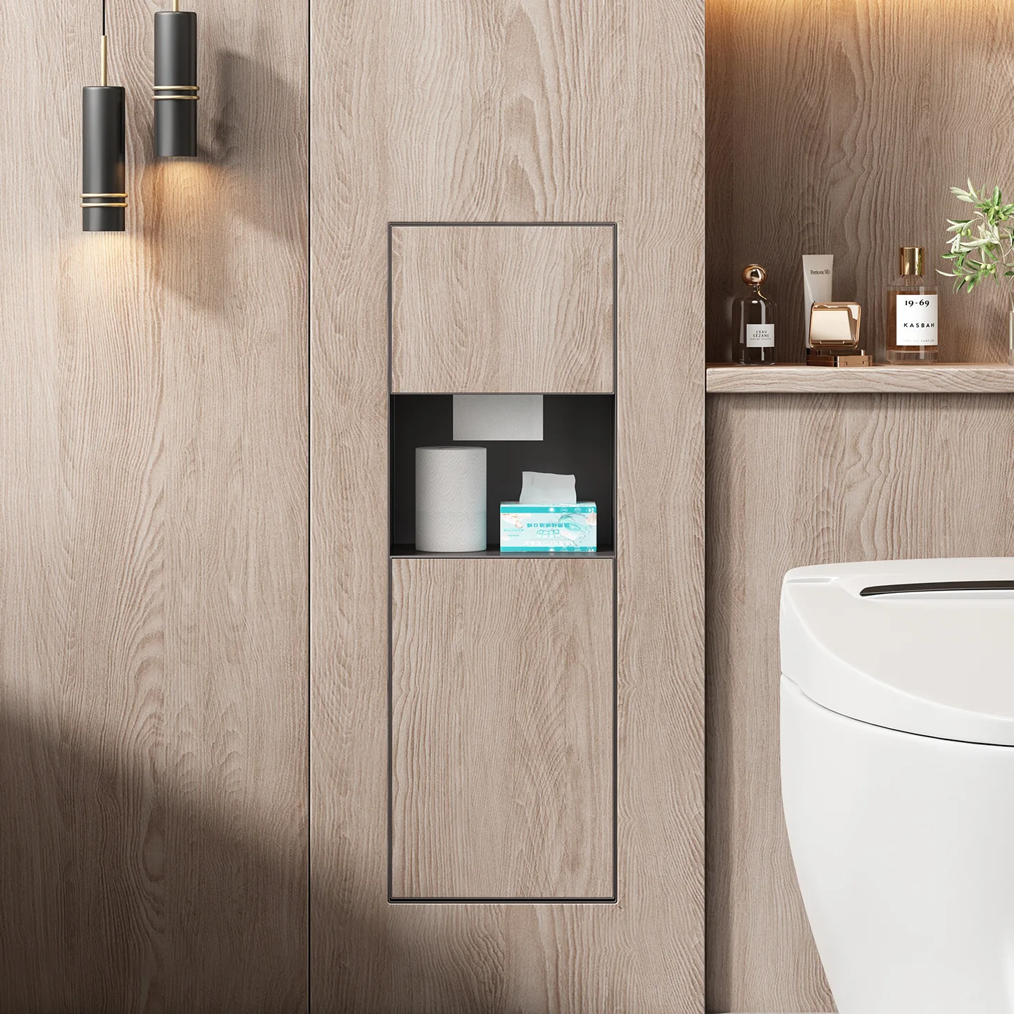 

Upgrade 304 Stainless Steel Recessed Trash Can Bathroom Concealed Garbage Bin Embedded Toilet Tissue Box Storage Hotel Home