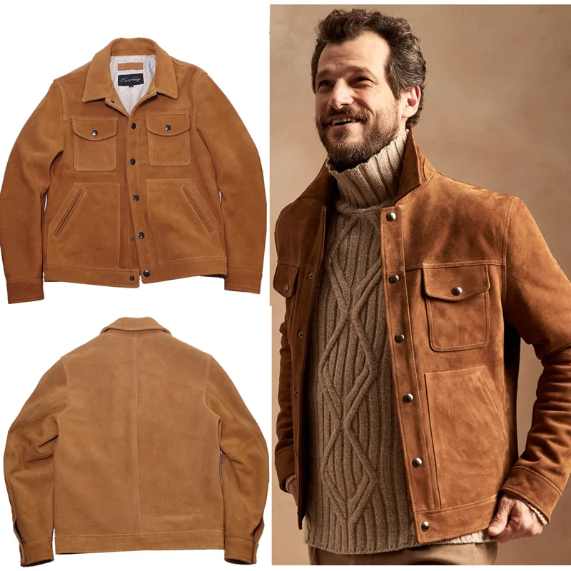 

Повседневное бархатное кожаное джинсовое пальто American Sle, рабочая одежда ort Faion Urban Fit, весеннее мужское кожаное пальто Curphey на одной пуговице