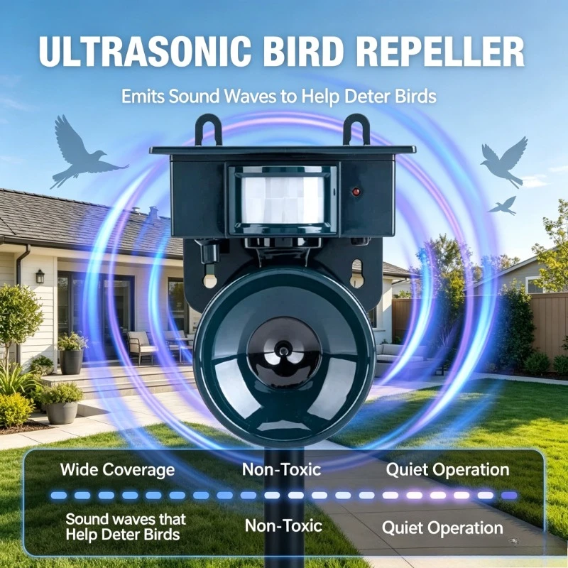 Solar Operated Ultrasonic Pest Deterrent Device for Backyard Farm Wild Animal Repelling