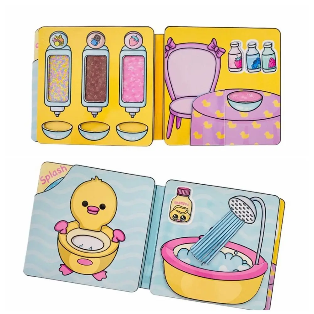 Stiker bebek kuning kecil permainan senyap buku kukis Mini anjing Bixiong rumah buatan tangan Diy mainan keju kucing DIY buku sibuk hadiah anak perempuan