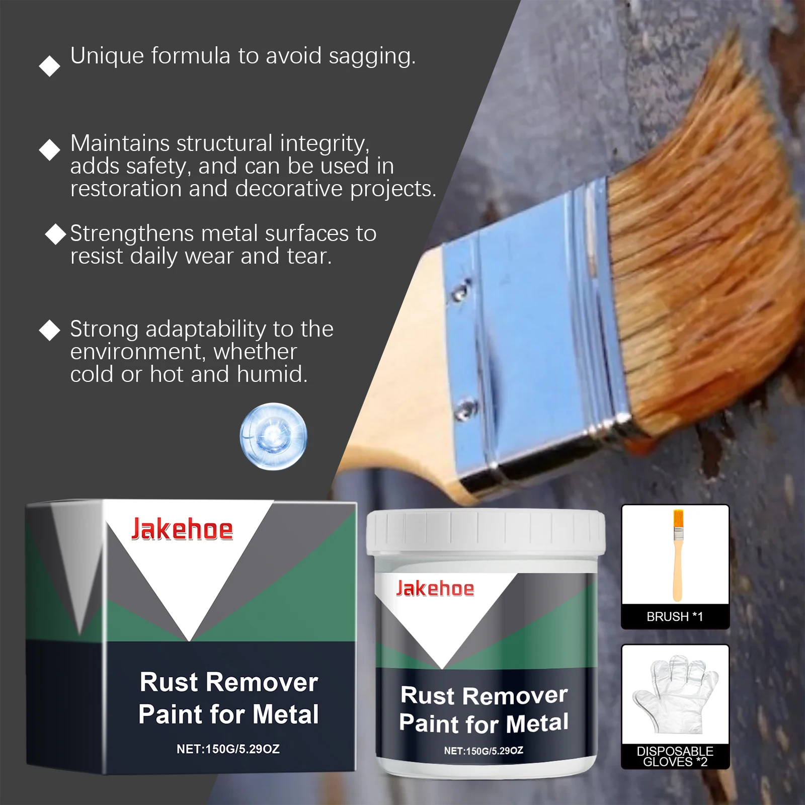 

JAKEHOE Rust Remover 150g Metal Waterproof Rust Removal Converter Metal Polishing Wax Restore Smoothness Metal Clenaing Cream