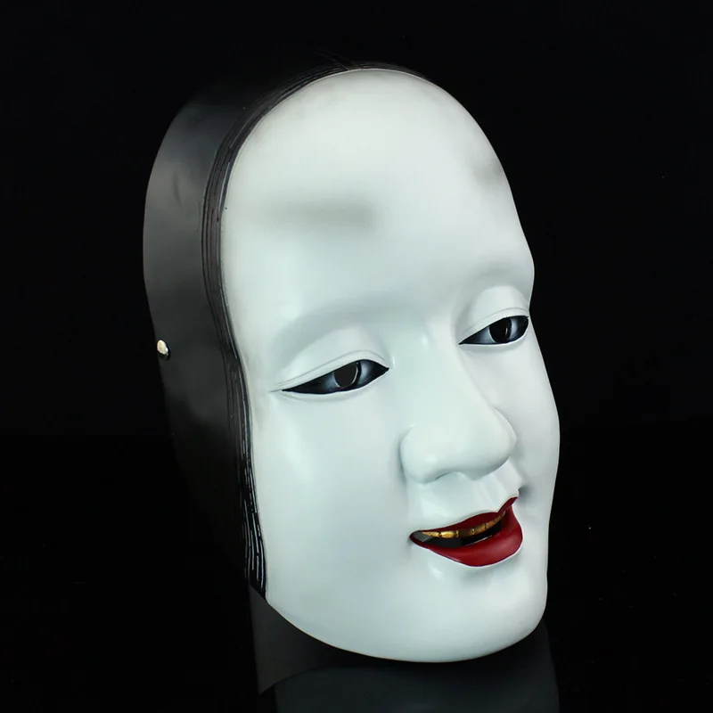Japanese Noh Mask Sanjuro Resin Full Face Mask Traditional Noh Theater Mask Halloween Cosplay Masquerade Party Wall Decor Prop