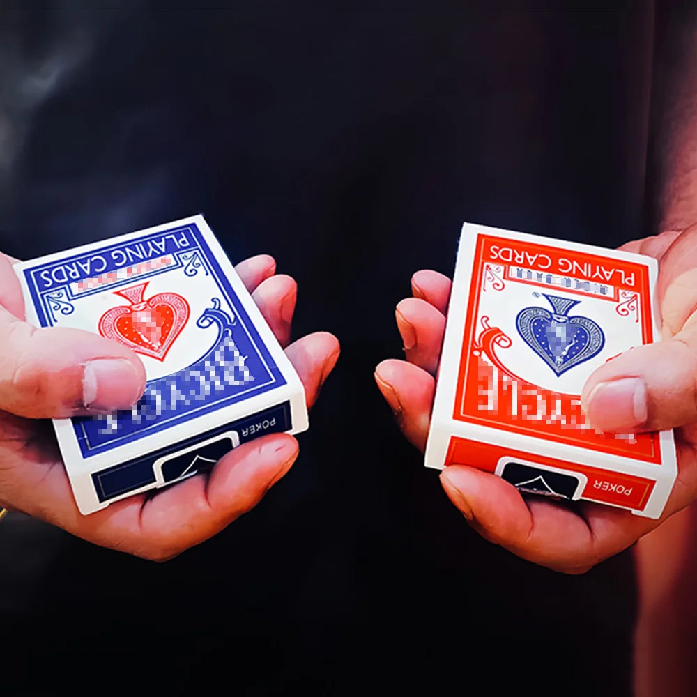 Red/Blue Vanishing Decks Magic Trick - Multiple Decks Merge into One Close up Illusion Gimmick for Mentalism Performers