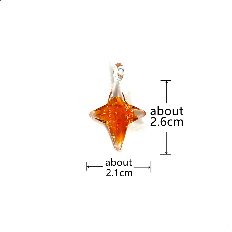 Colorful Mini Lampwork Glass Star Pendant Cute Dopamine Four-pointed Star Charm DIY Jewelry Making Accessory For Handmade Lovers