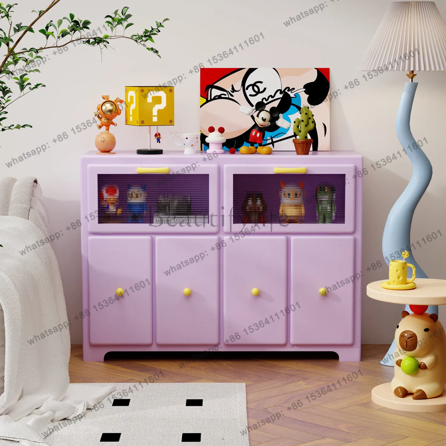 Living room, locker, partition, entrance, integrated storage, tea cabinet