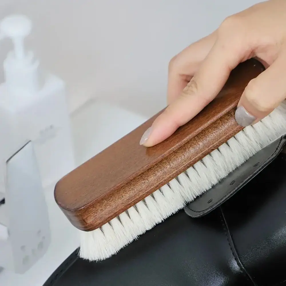 

Soft Wool Shoe Care Brush Multifunction Wood Handle Boot Polishing Cleaner Durable Maintenance Leather Care Brush Dashboard