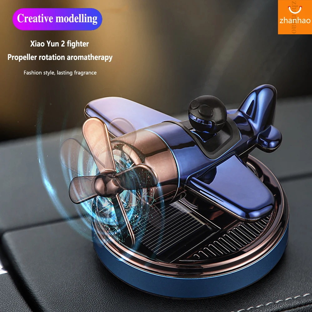 Solar Car Air Freshener Auto Parts Interior Men Aromatreatment Decoration Propeller Rotating Fighter Modelling Perfume Diffuser