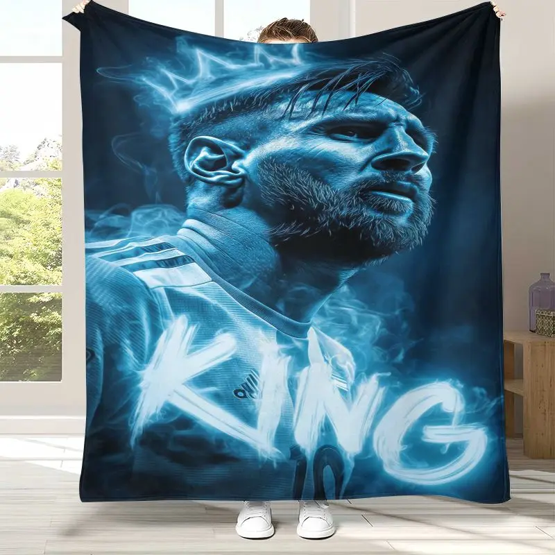 Soccer Legend M-Messi Football Star Flannel Throw Blanket,Cozy Blanket for Bed,Sofa,Living Room,Picnic,Camping,Home Decor,Gift