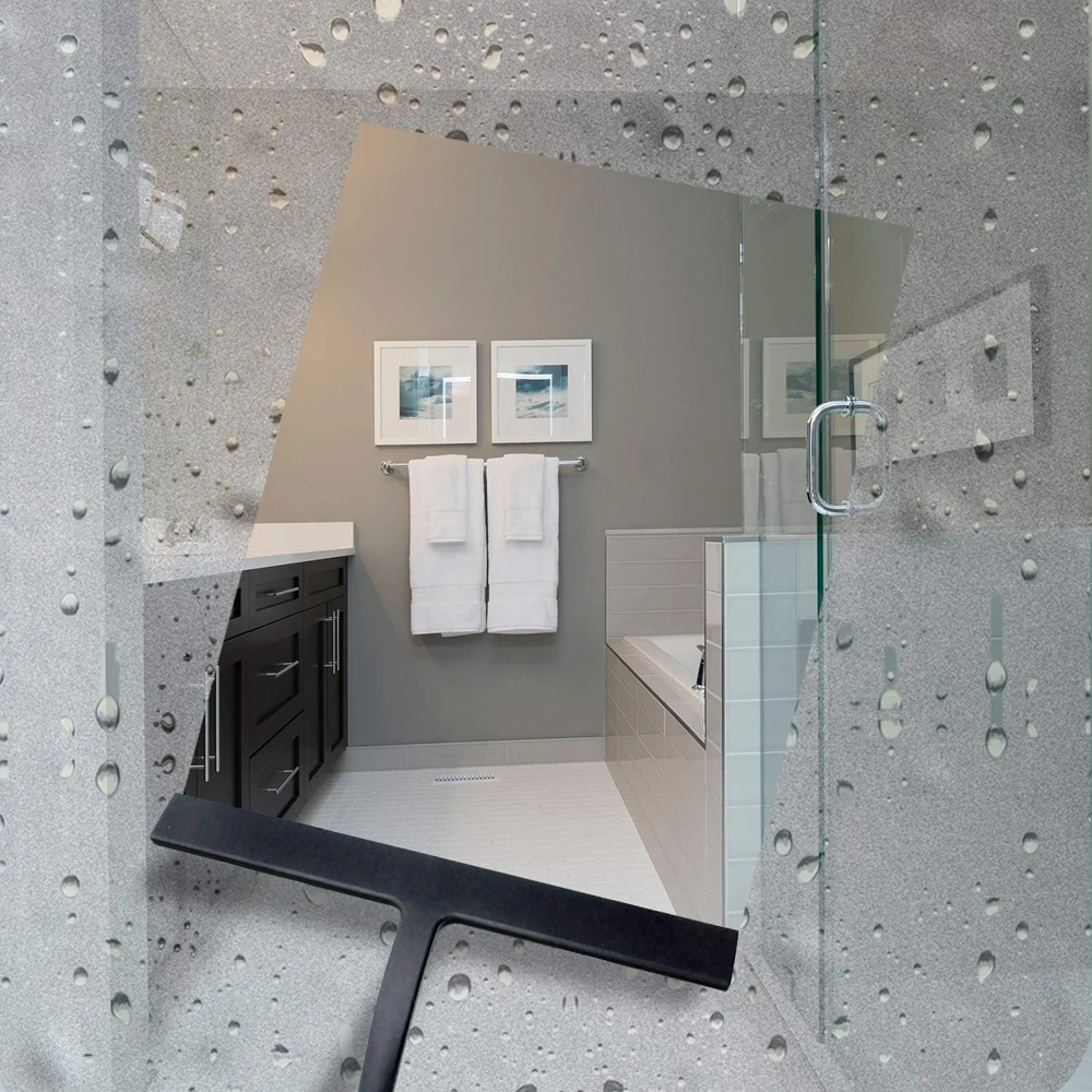 Mattschwarzer Silikon-Rakel, streifenfrei, Reinigungs-Duschabzieher für Glas, Badezimmer, Duschtüren, Spiegel, Fliesen, Autofenster – Detail 11