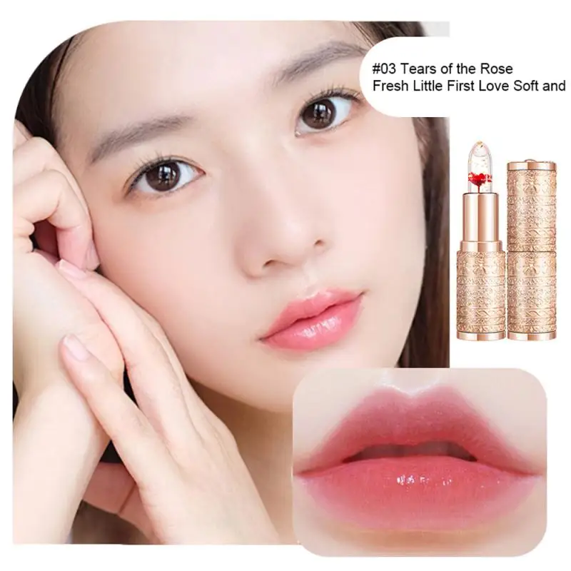 Moisturizing Flower Transparent Lipstick Temperature Color Changing Lip Balm Long Lasting Jelly Lipstick Lips Care Makeup 1pc