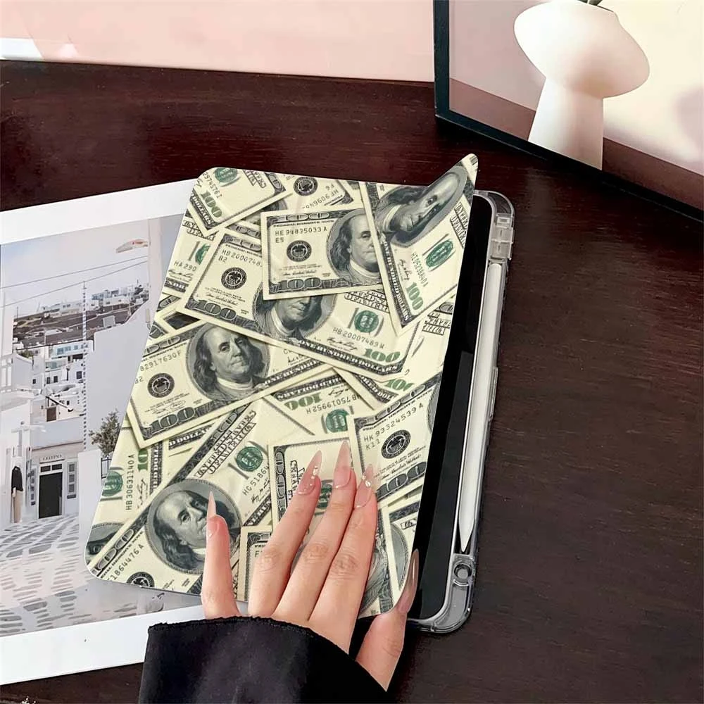 Money Dollar Print For iPad Pro 11 12.9 13 A16 M2 M4 M3 M5 Shell 9.7 10.2 5/6/7/8/9/10/11th Mini Air 3 4 5 6 Cover